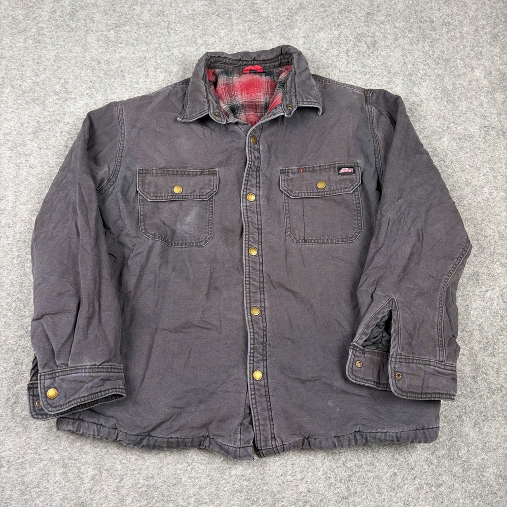 Dickies Jacket Mens XL Gray Flannel Lined Duck Canvas Workwear Detroit Utility - Picture 1 of 9